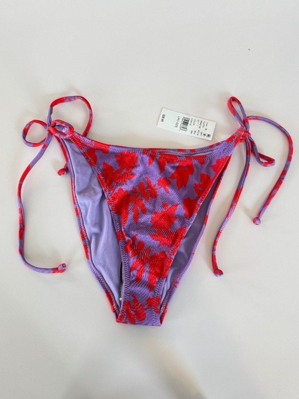 PacSun Purple Red Floral Side-Tie Bikini Bottom Large NWT